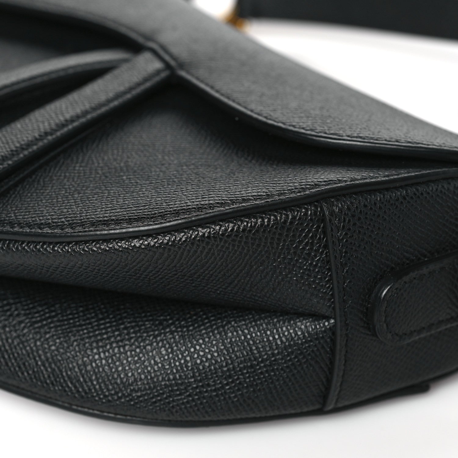 Christian Dior Grained Calfskin Saddle Bag With Strap Black 10 of 10