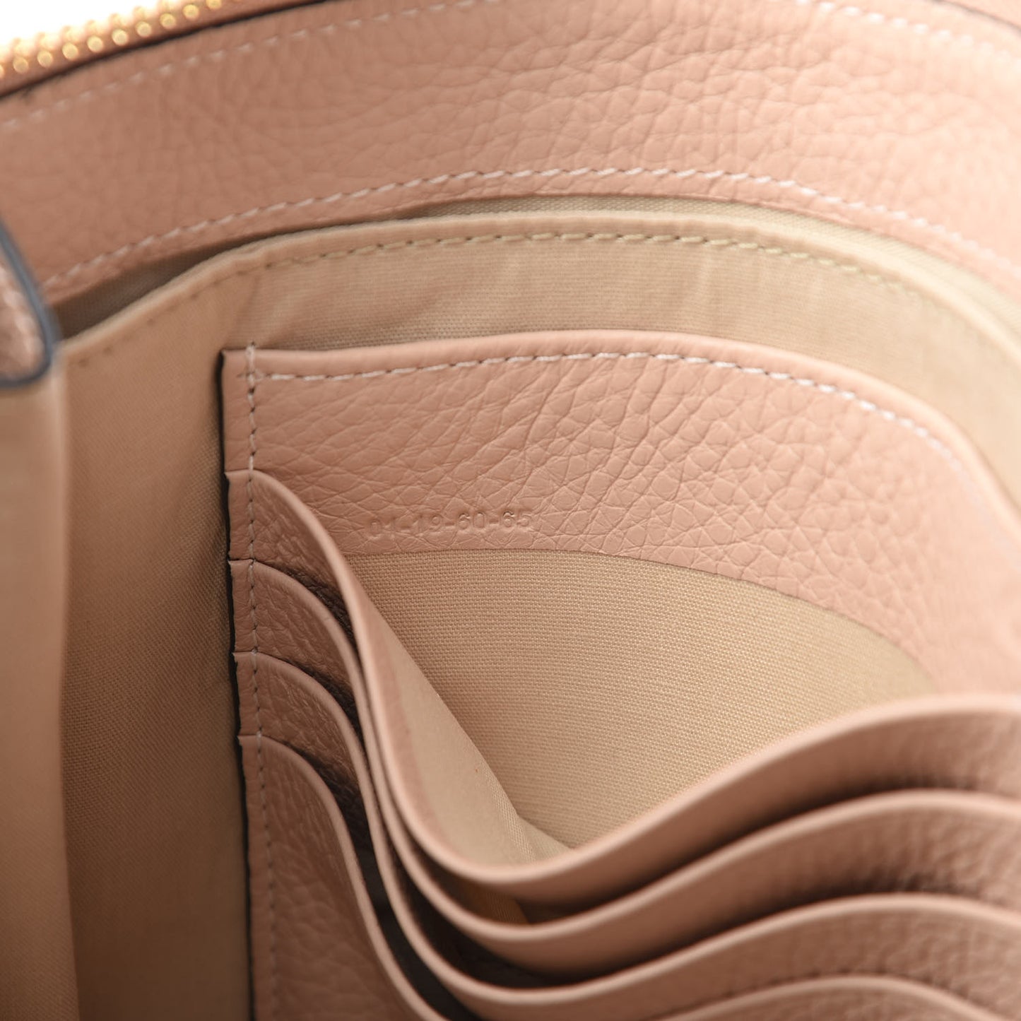 Calfskin Alphabet Flat Pouch Clutch Blush Nude