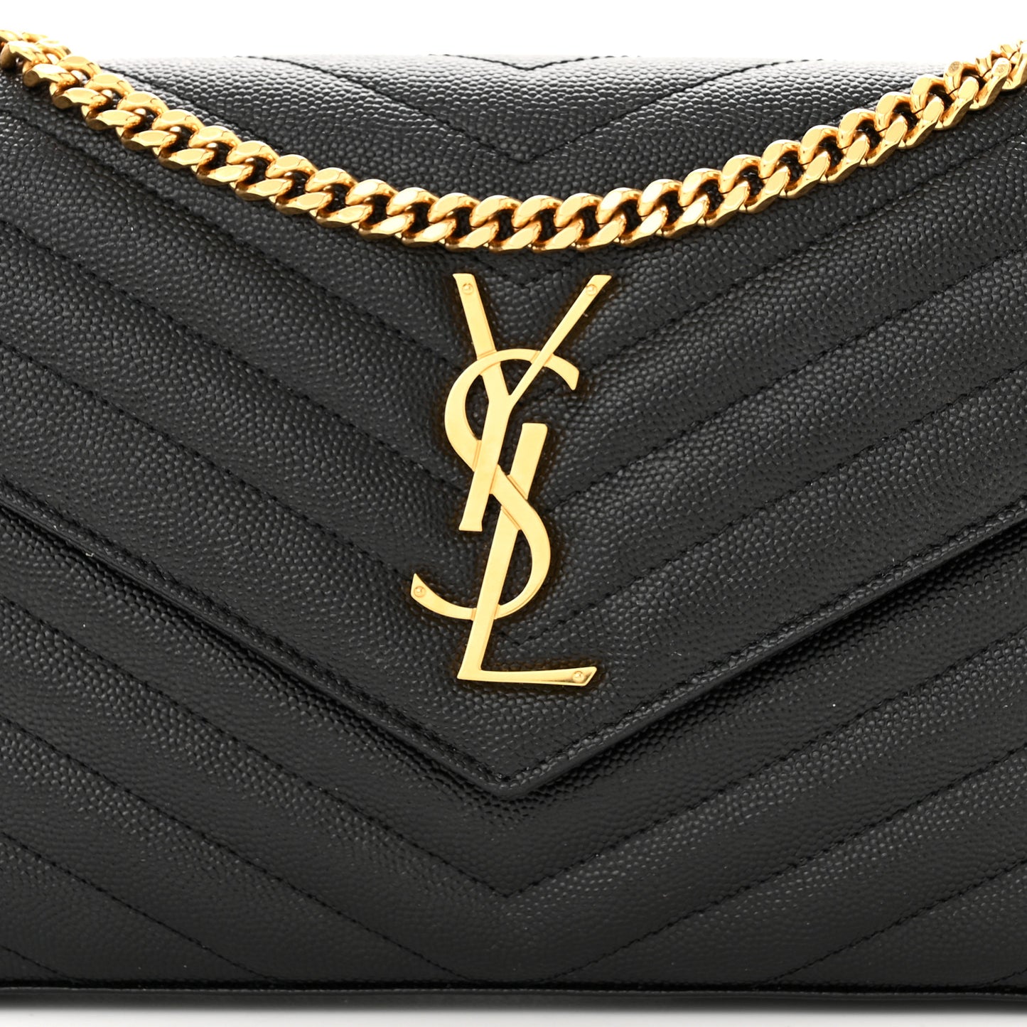 Grain De Poudre Matelasse Chevron Monogram Chain Wallet Black