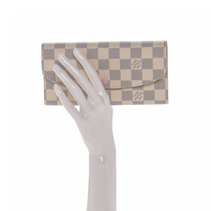 Louis Vuitton Damier Azur Emilie Wallet Rose Ballerine 2 of 6