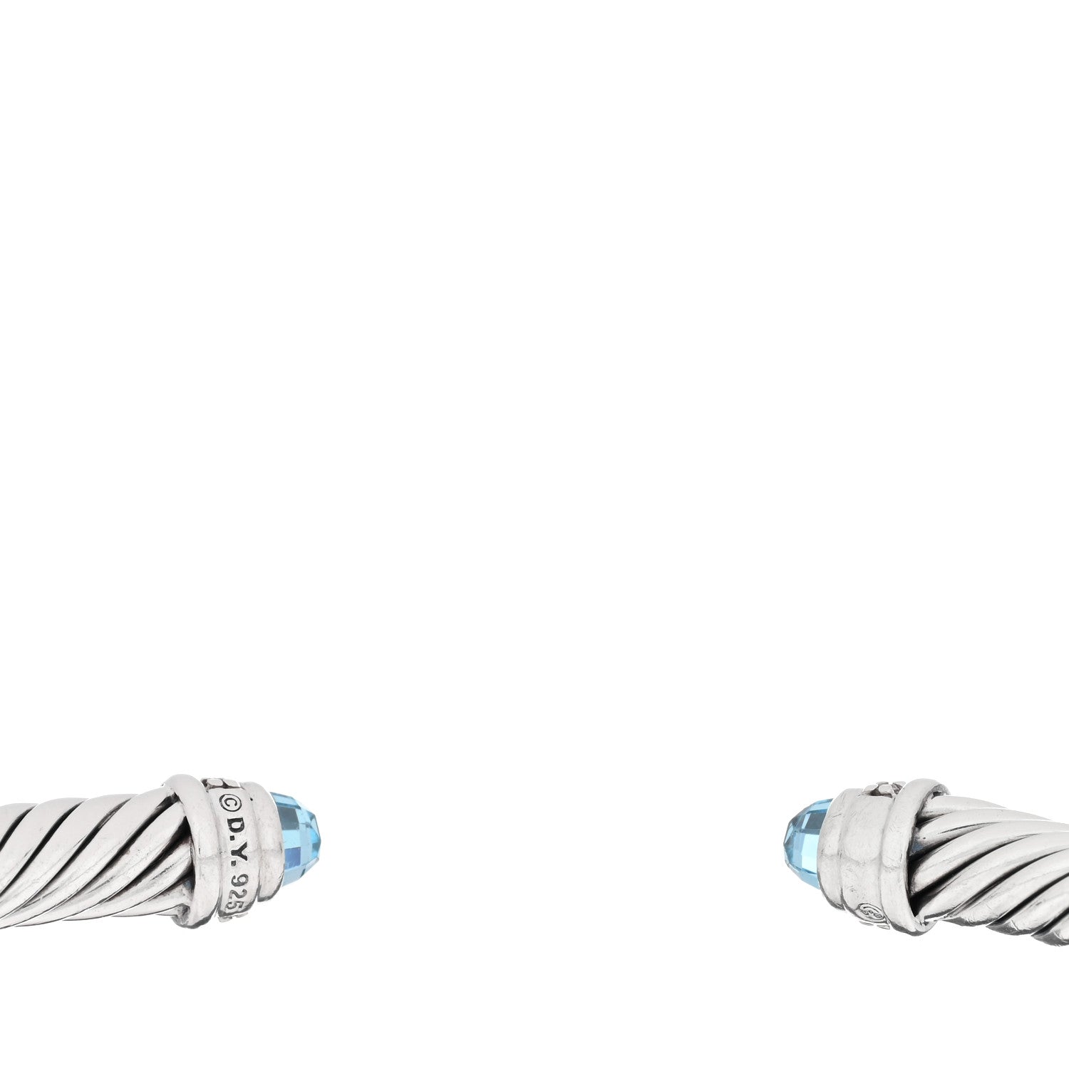 David Yurman Sterling Silver Diamond Blue Topaz 5mm Cable Classics Bracelet 3 of 3