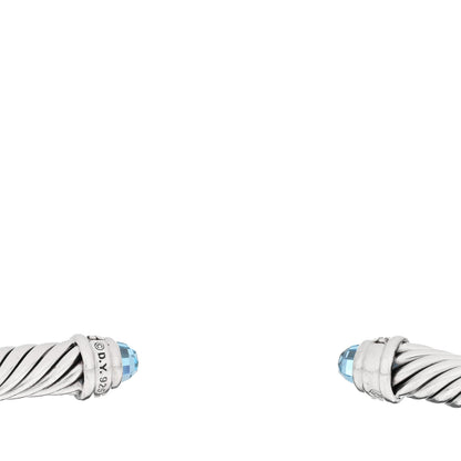 David Yurman Sterling Silver Diamond Blue Topaz 5mm Cable Classics Bracelet 3 of 3