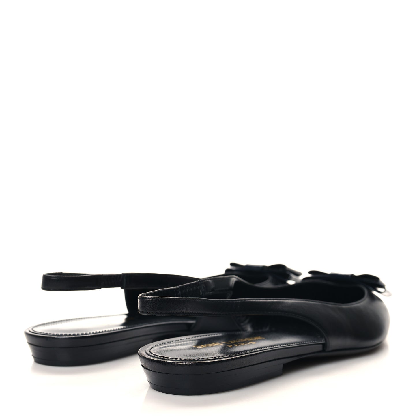 Patent Smooth Lambskin Anais Slingback Flats 36 Navy Black