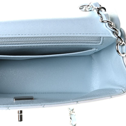 Chanel Perforated Lambskin Quilted Mini Rectangular Flap Light Blue Light Purple White 6 of 8