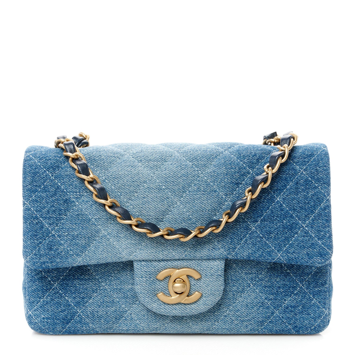 Chanel Washed Denim Quilted Mini Rectangular Flap Blue 1 of 12