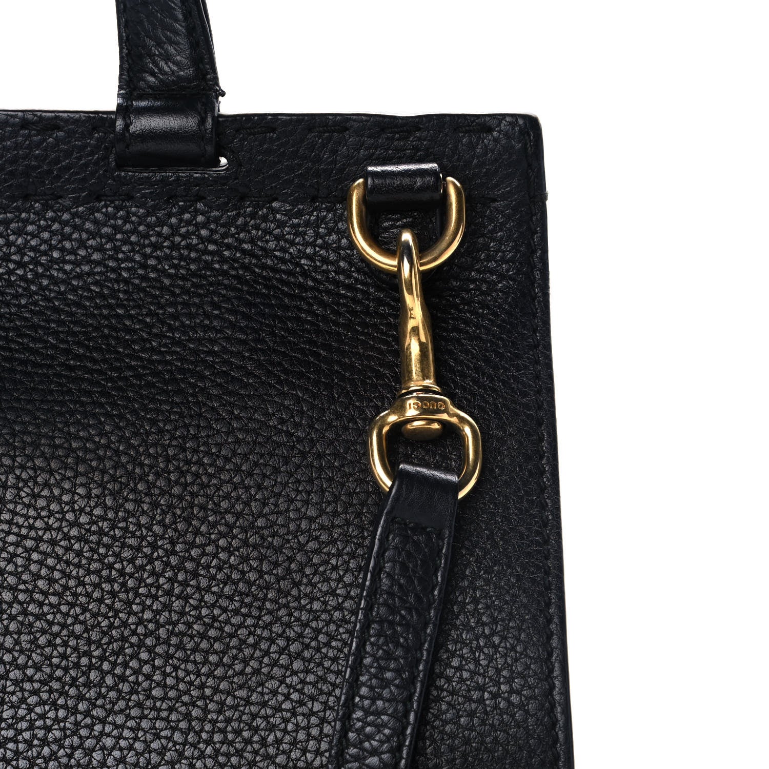 Gucci Calfskin Small GG Marmont Top Handle Bag Black 10 of 15