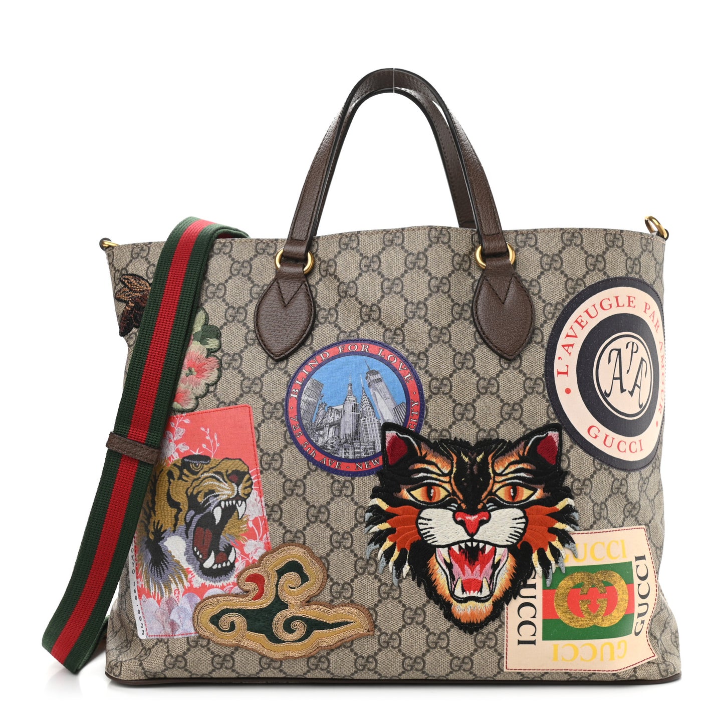 Soft GG Supreme Monogram Courrier Medium Crossbody Tote Beige New Acero