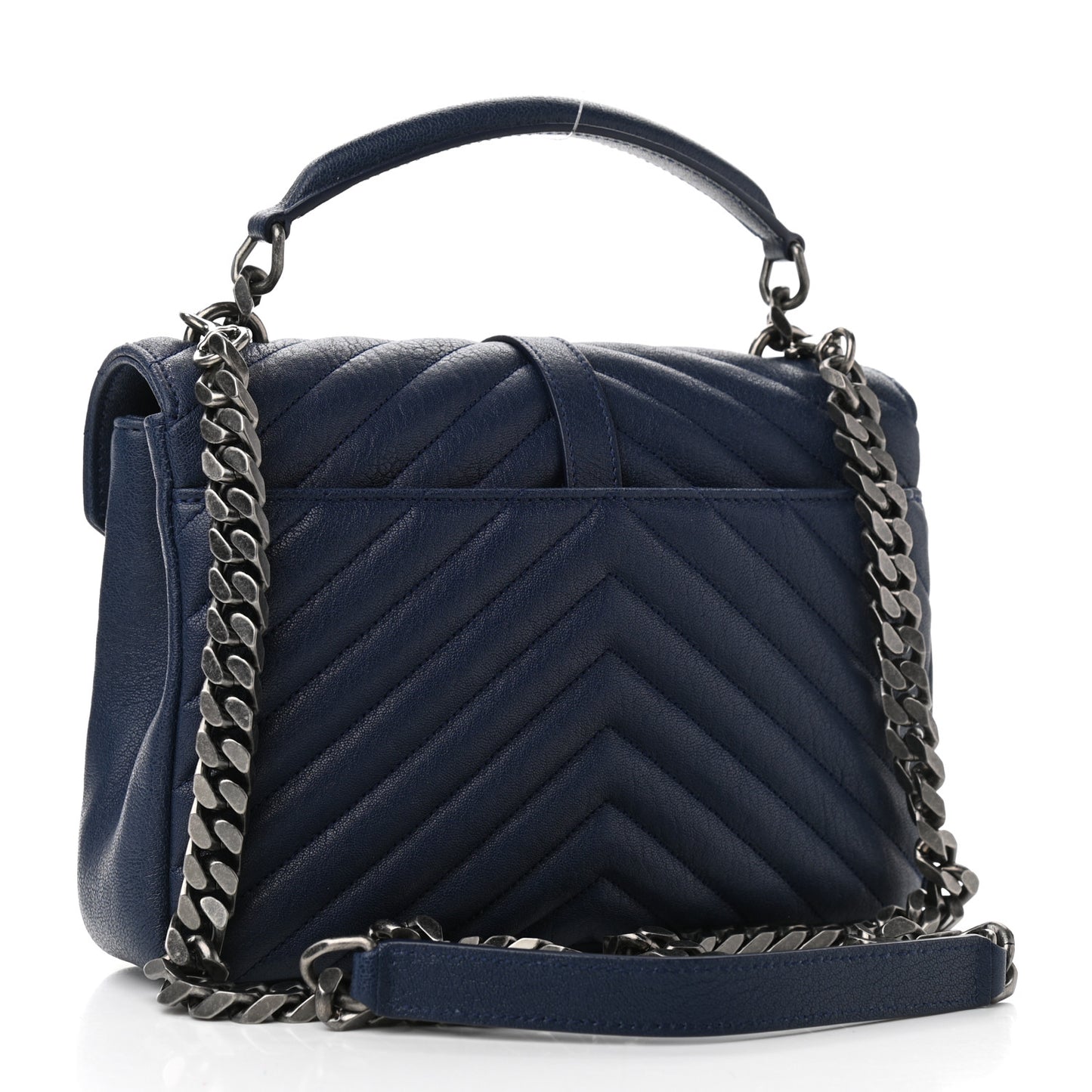 Sheepskin Matelasse Monogram Medium College Bag Navy