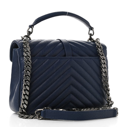 Saint Laurent Sheepskin Matelasse Monogram Medium College Bag Navy 3 of 10