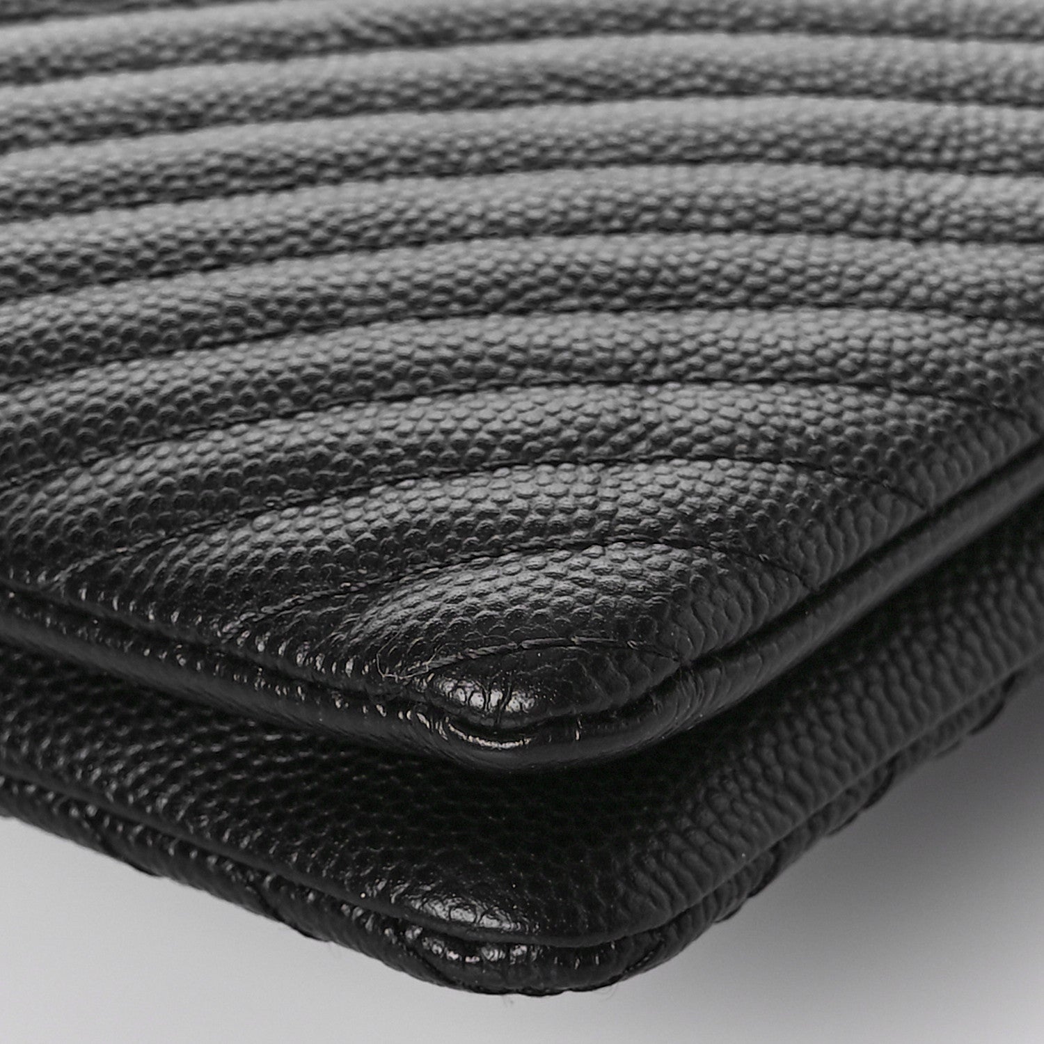 Chanel Caviar Chevron Quilted Small Zipped Pouch Black 10 of 14