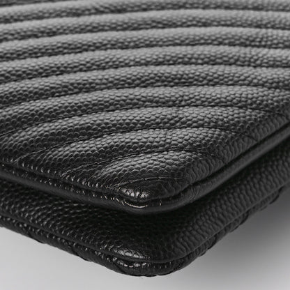 Chanel Caviar Chevron Quilted Small Zipped Pouch Black 10 of 14
