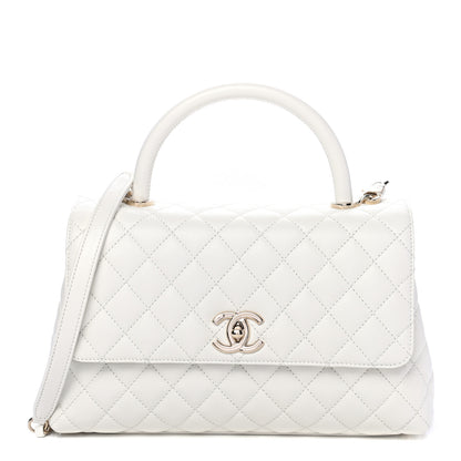 Chanel Caviar Quilted Medium Coco Handle Flap White 1 of 4