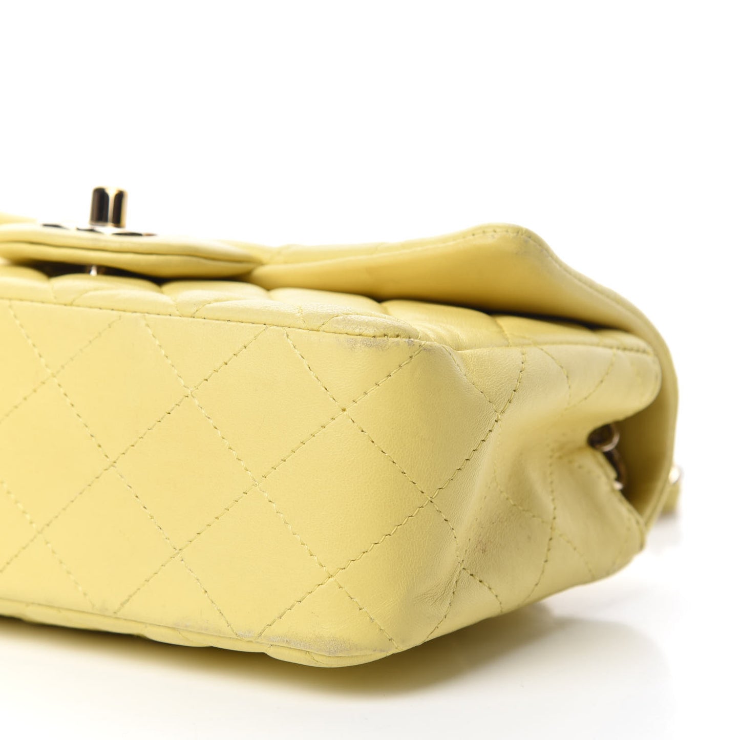 Lambskin Quilted Mini Rectangular Flap Light Yellow