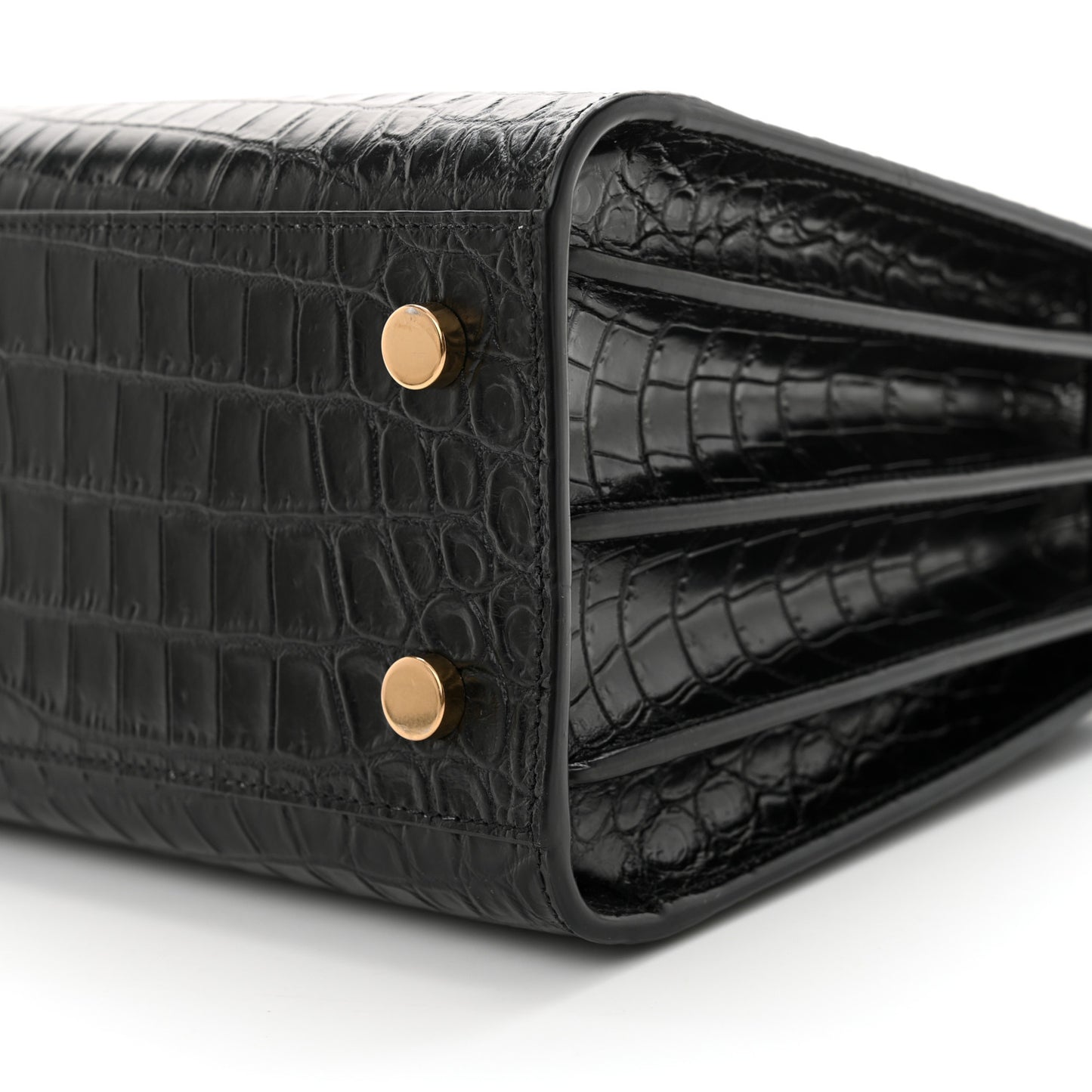 Calfskin Crocodile Embossed Baby Sac De Jour Black