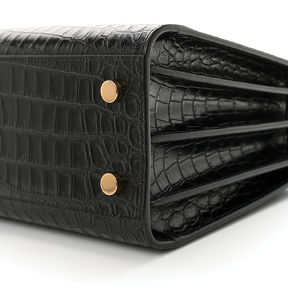 Saint Laurent Calfskin Crocodile Embossed Baby Sac De Jour Black 9 of 10