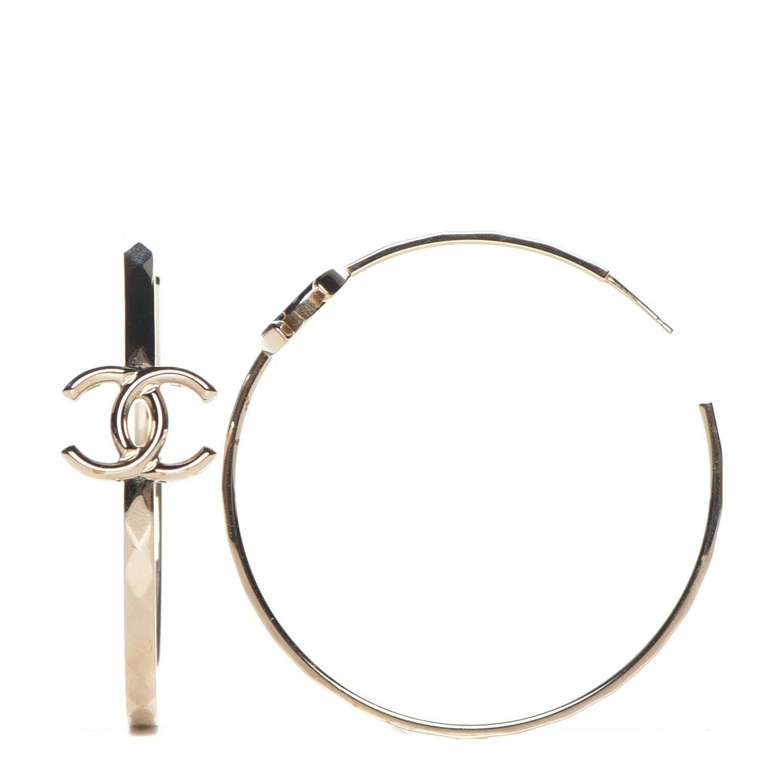 Chanel CC Large Hoop Earrings Gold 1 of 5