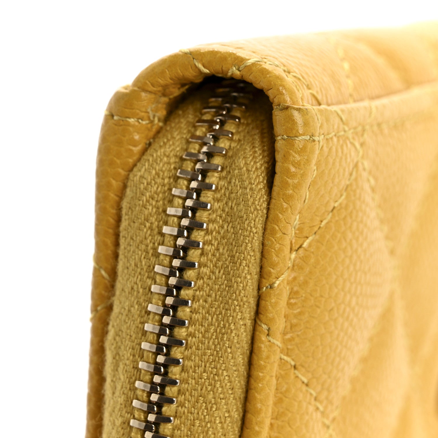 Chanel Caviar Quilted Zip Card Holder Yellow 9 of 9