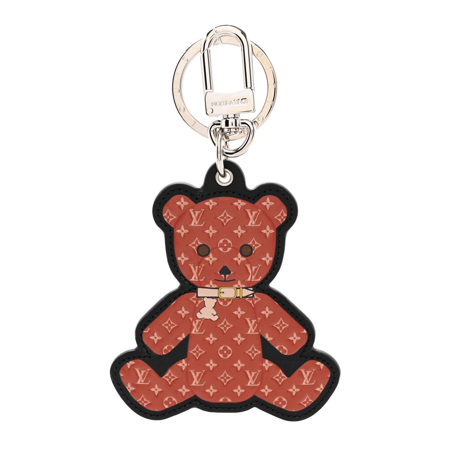 Monogram Teddy Bear Bag Charm Key Holder Brown