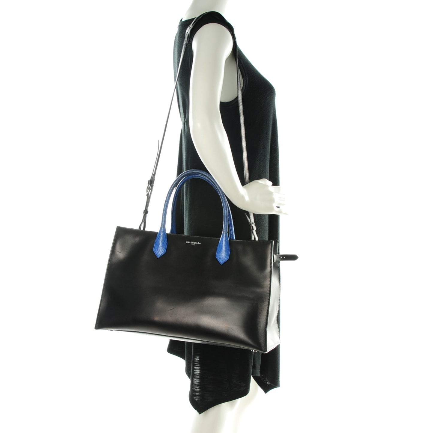 Calfskin Karung S Padlock Nude Work Black Electric Blue