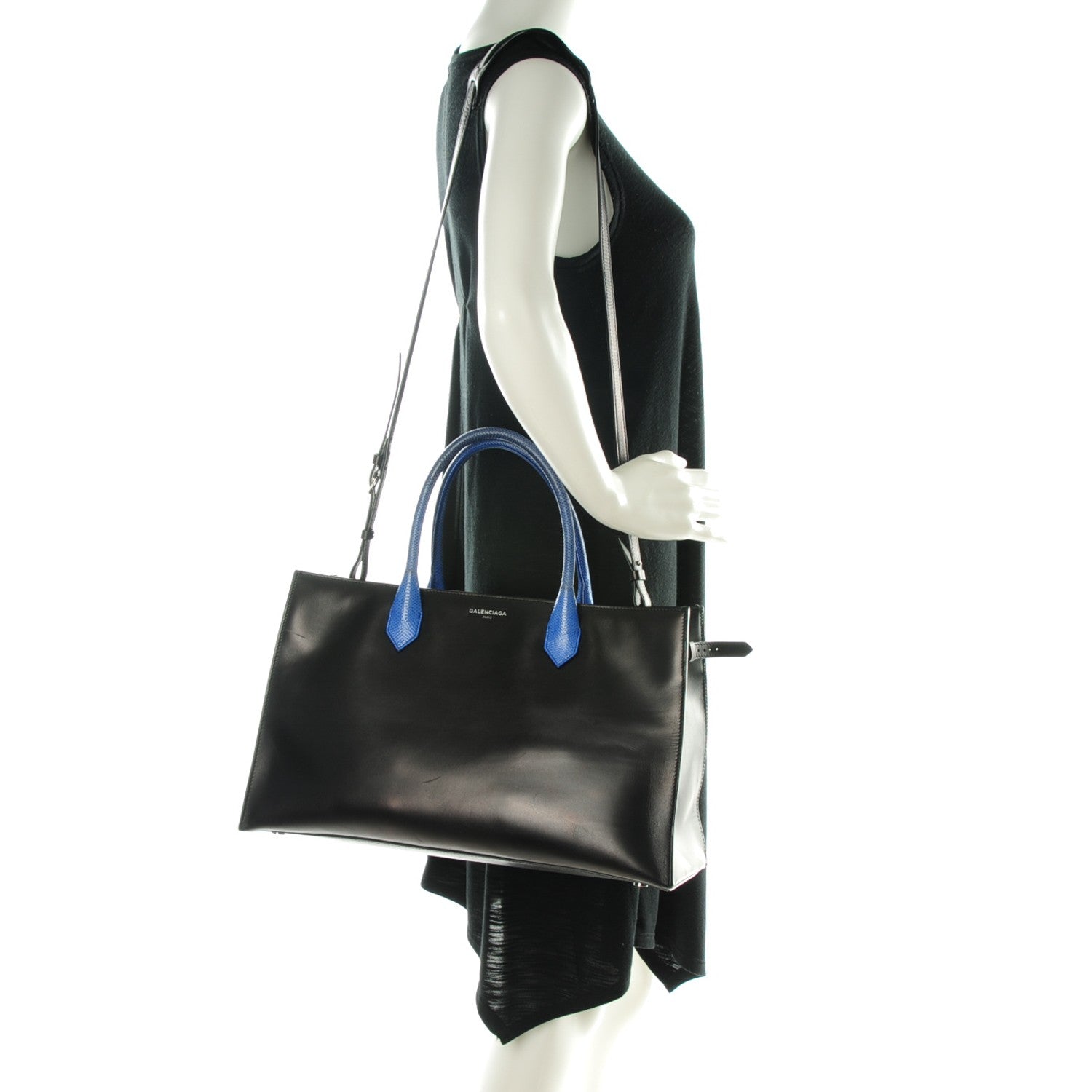 Balenciaga Calfskin Karung S Padlock Nude Work Black Electric Blue 2 of 11