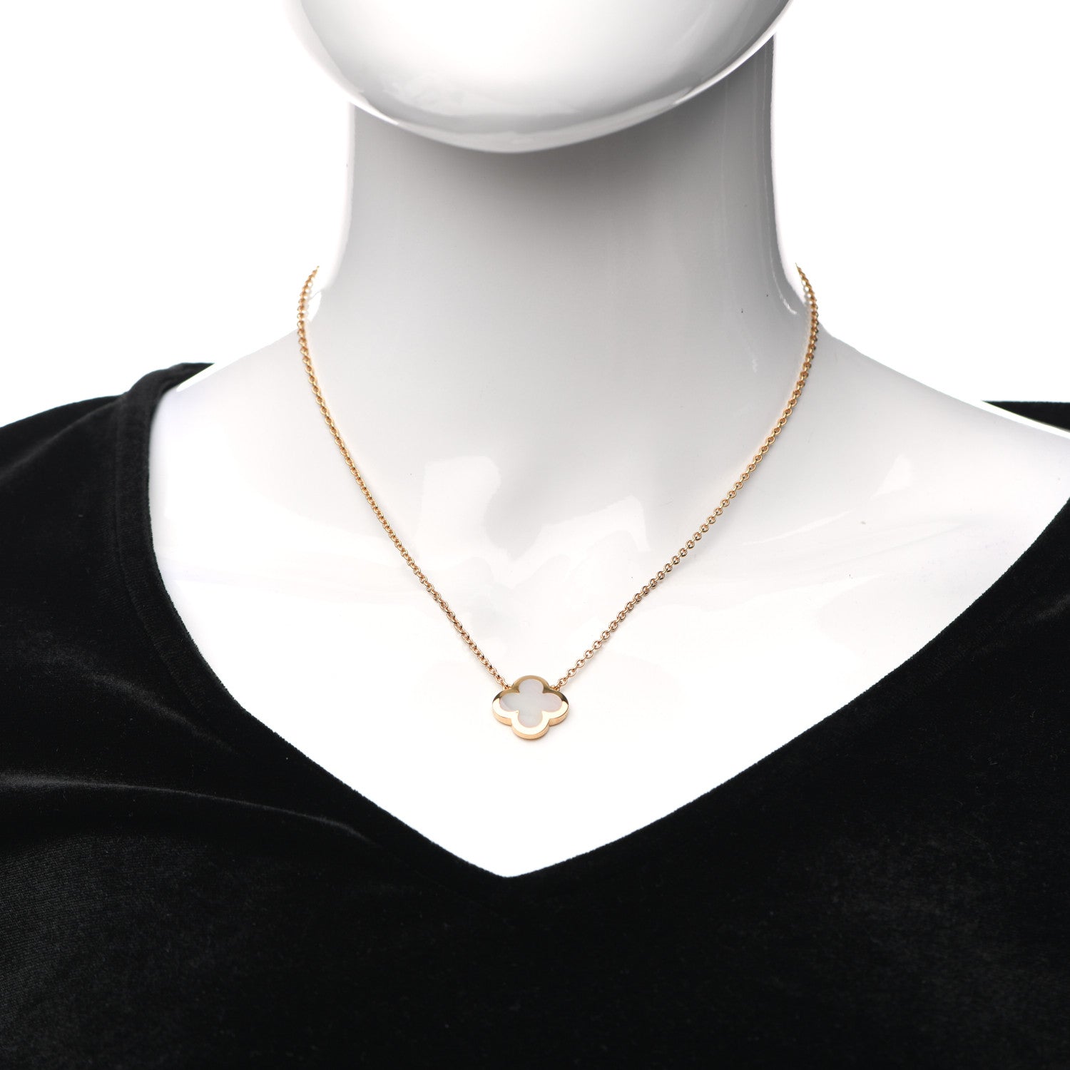 Van Cleef & Arpels 18K Yellow Gold Mother of Pearl Pure Alhambra Pendant Necklace 2 of 6