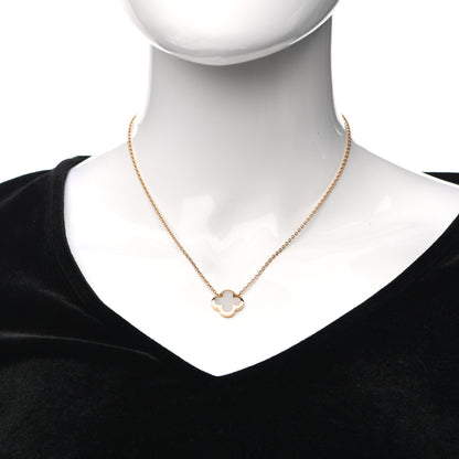 Van Cleef & Arpels 18K Yellow Gold Mother of Pearl Pure Alhambra Pendant Necklace 2 of 6