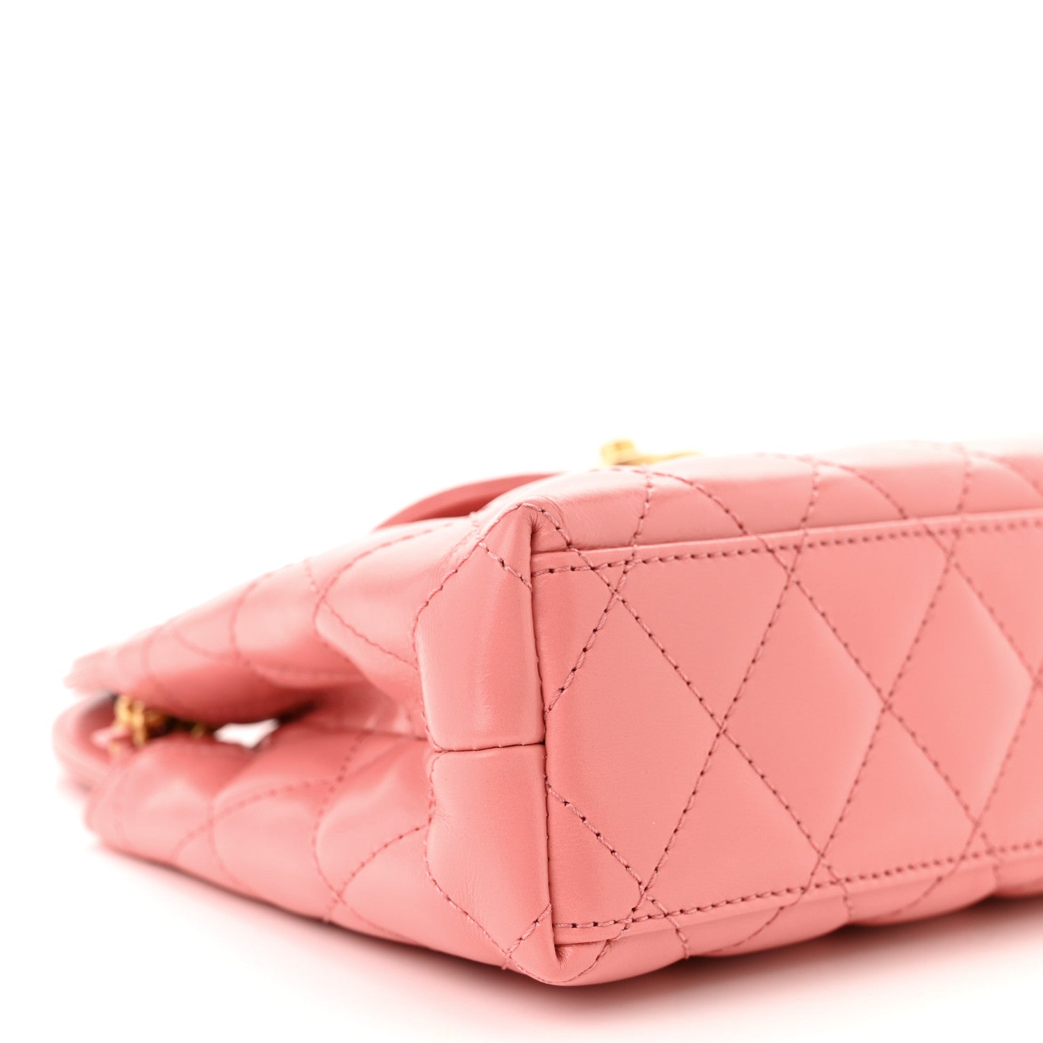 Chanel Shiny Aged Calfskin Quilted Nano Kelly Shopper Coral Pink 9 of 10