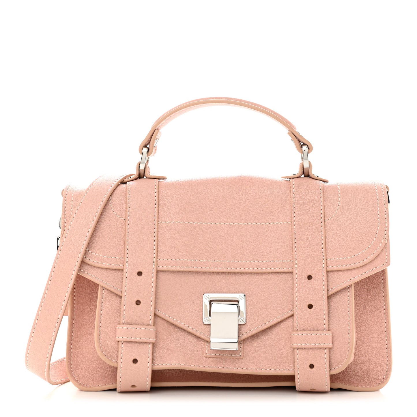 Calfskin Topstitch Tiny PS1 Satchel Pale Pink