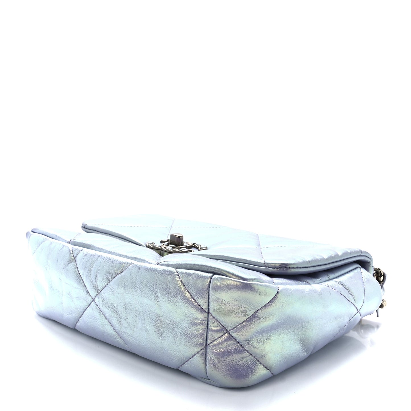Iridescent Calfskin Quilted Medium Chanel 19 Flap Light Purple Blue