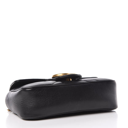 Gucci Calfskin Matelasse Super Mini GG Marmont Shoulder Bag Black 4 of 11