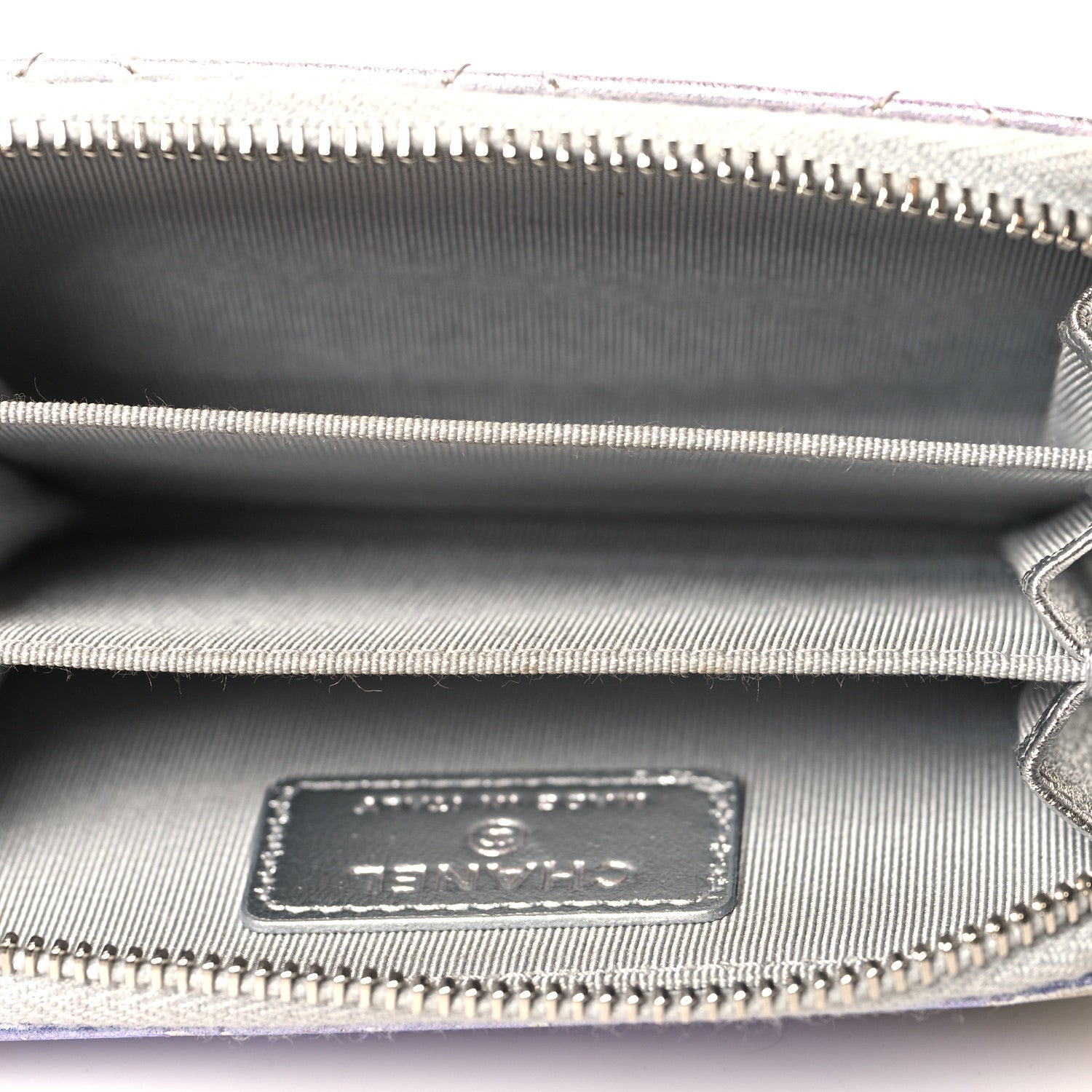 Chanel Iridescent Calfskin Quilted Zip Coin Purse Wallet Light Blue 5 of 9