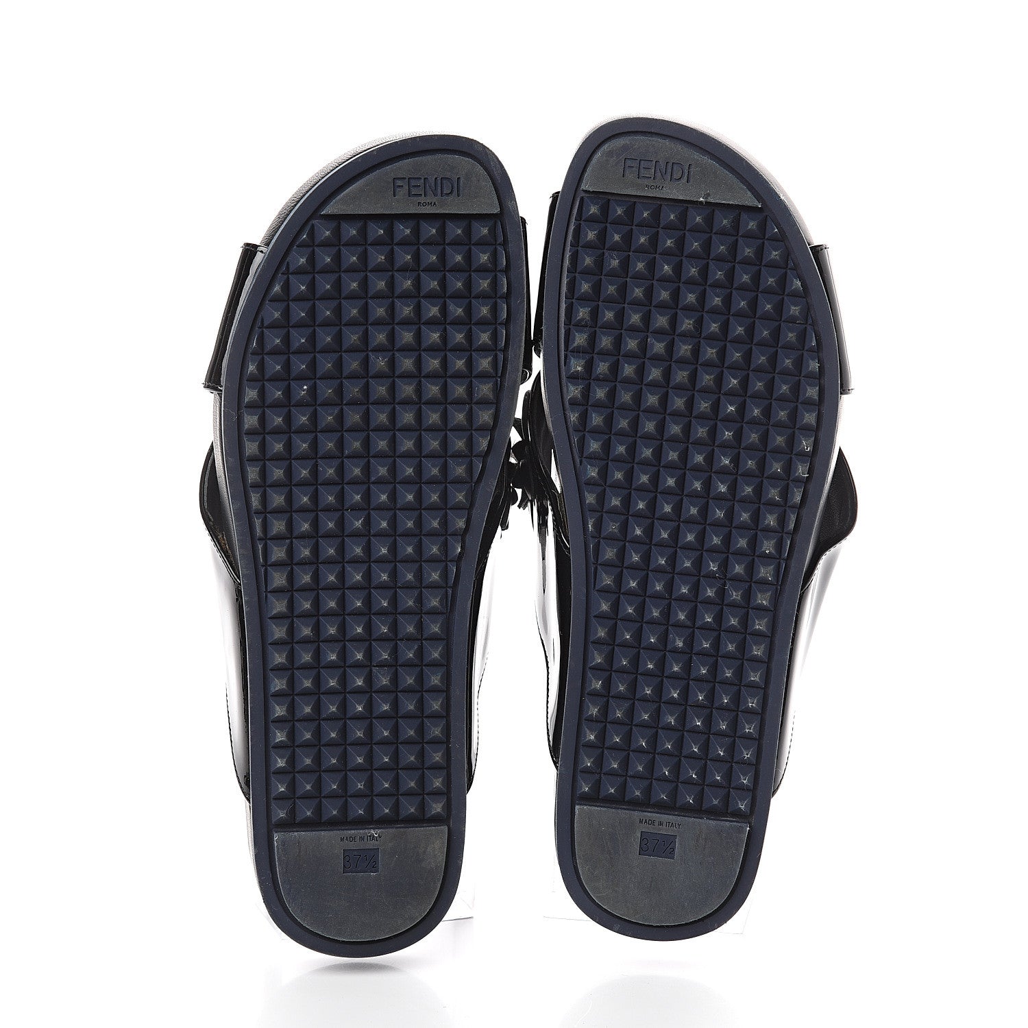 Fendi Patent Flowerland Slide Sandals 37.5 Black 5 of 7