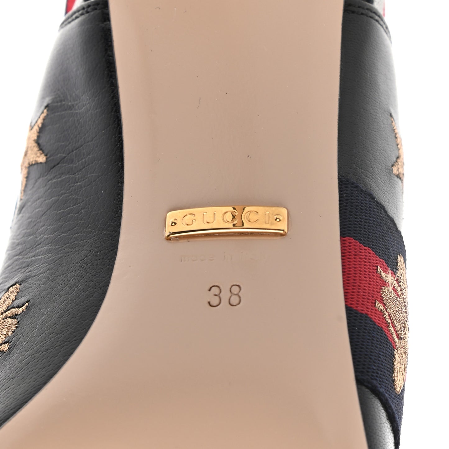 Malaga Kid Web Bee Star Embroidered Sylvie High Heel Slingback Pumps 38 Black