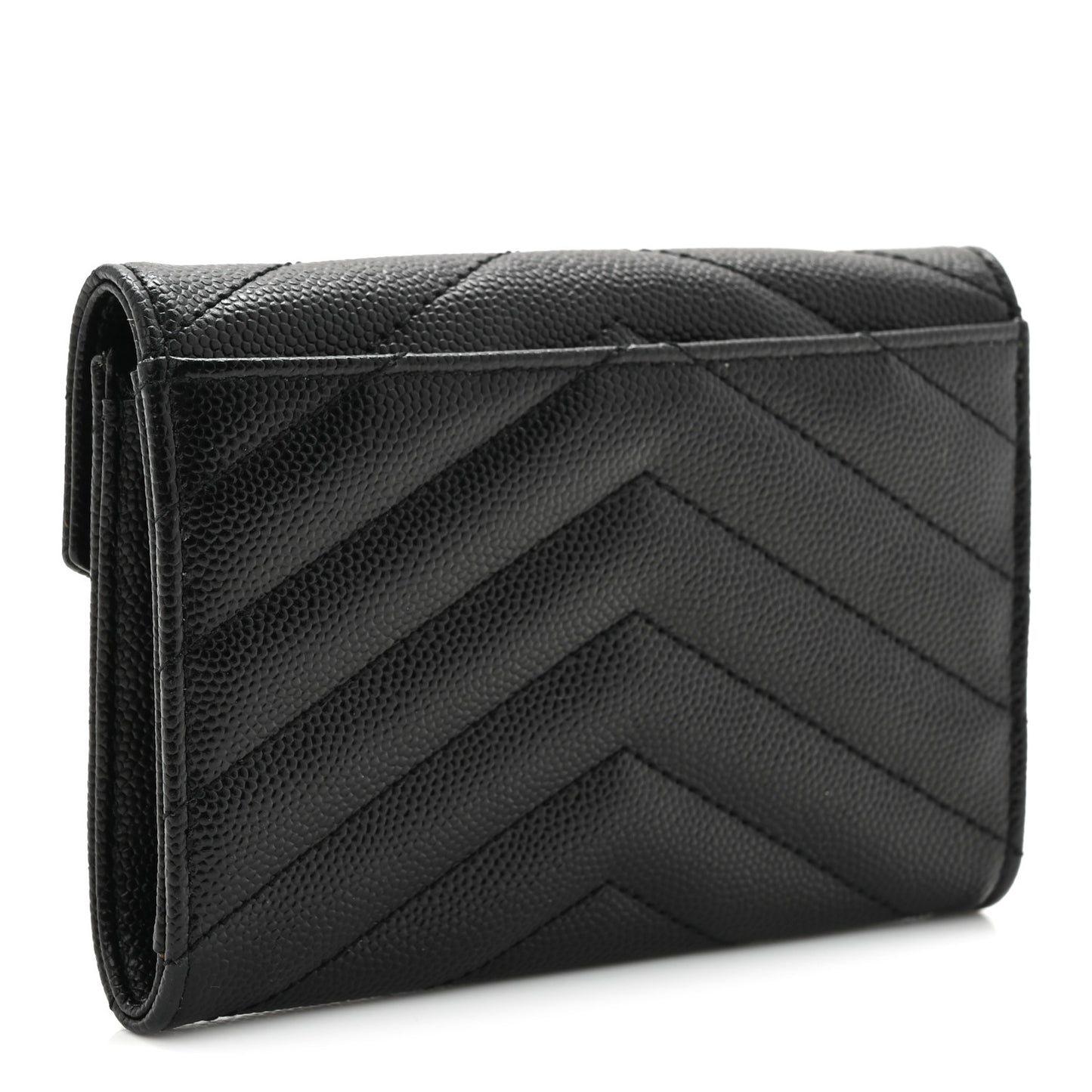 Grain De Poudre Matelasse Chevron Small Monogram Envelope Wallet Black