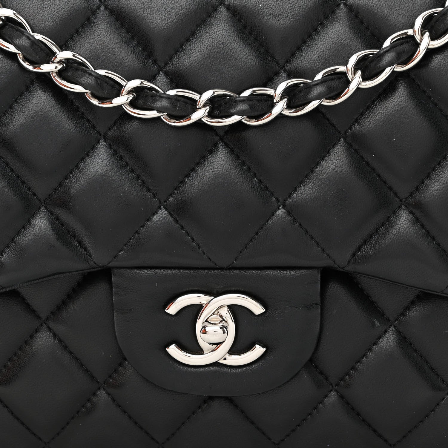 Chanel Lambskin Quilted Jumbo Double Flap Black 8 of 12