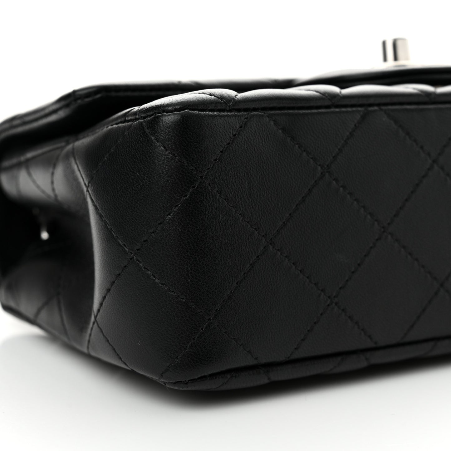 Lambskin Quilted Mini Rectangular Flap Black
