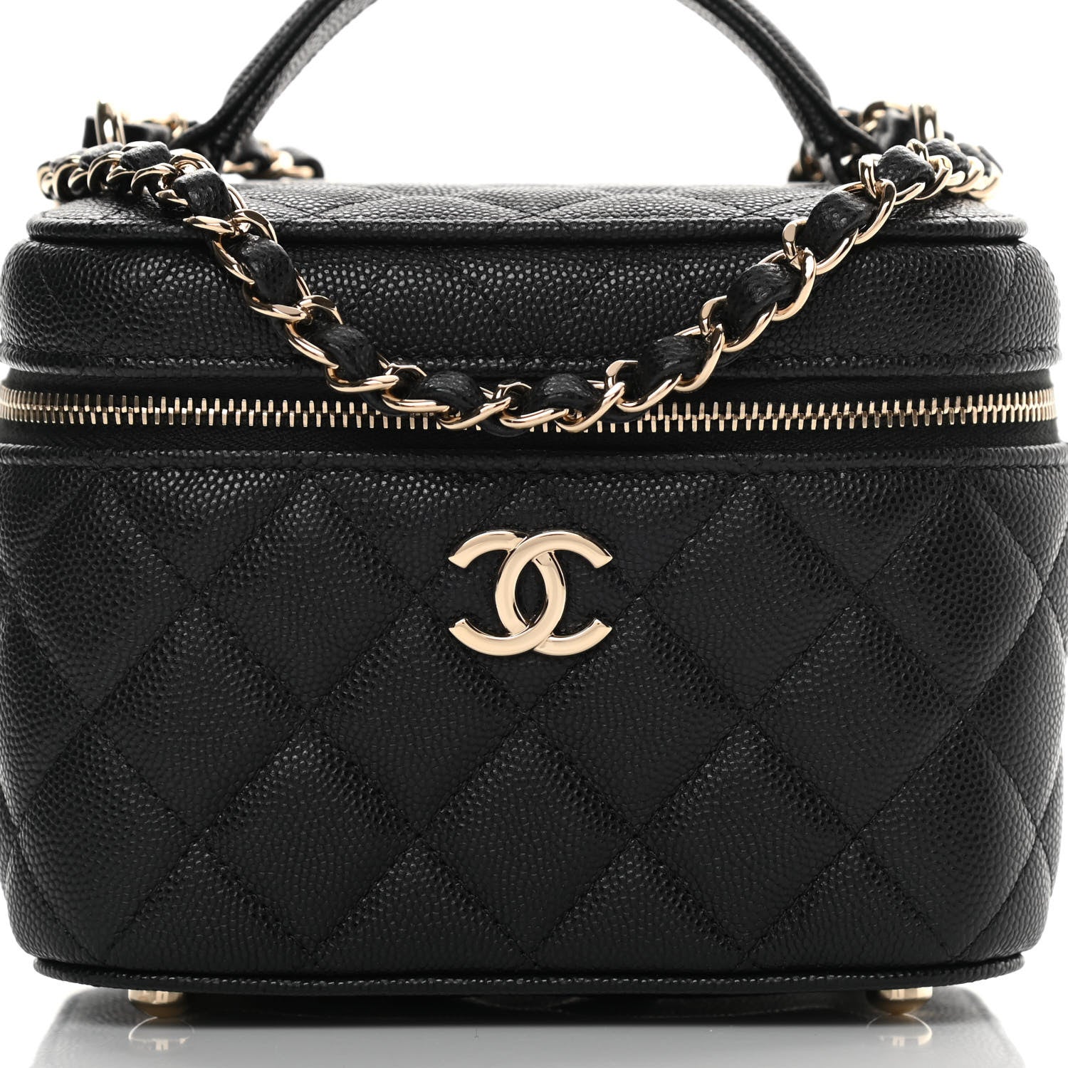 Chanel Caviar Quilted Small Top Handle Vanity Case With Chain Black 8 of 11