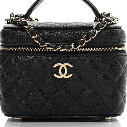 Chanel Caviar Quilted Small Top Handle Vanity Case With Chain Black 8 of 11
