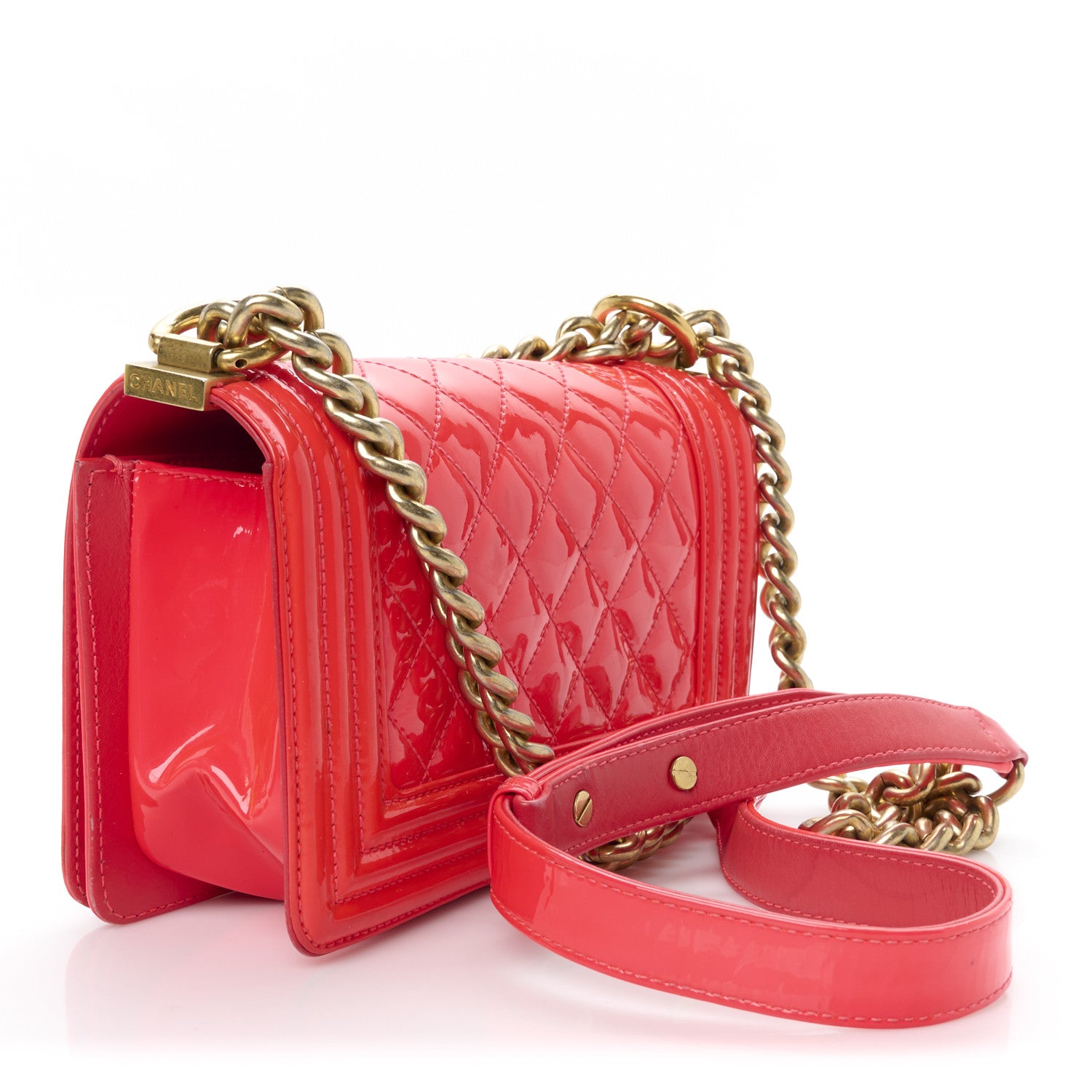 Chanel Patent Calfskin Quilted Small Boy Flap Pink 3 of 10