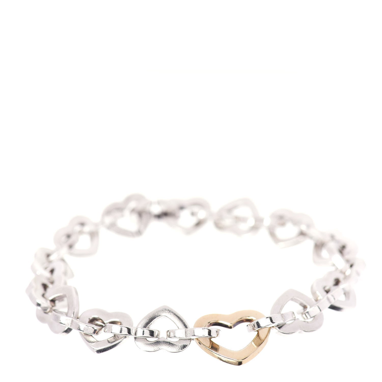 Tiffany Sterling Silver 18K Yellow Gold Heart Links Bracelet 1 of 4