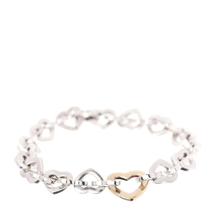 Tiffany Sterling Silver 18K Yellow Gold Heart Links Bracelet 1 of 4