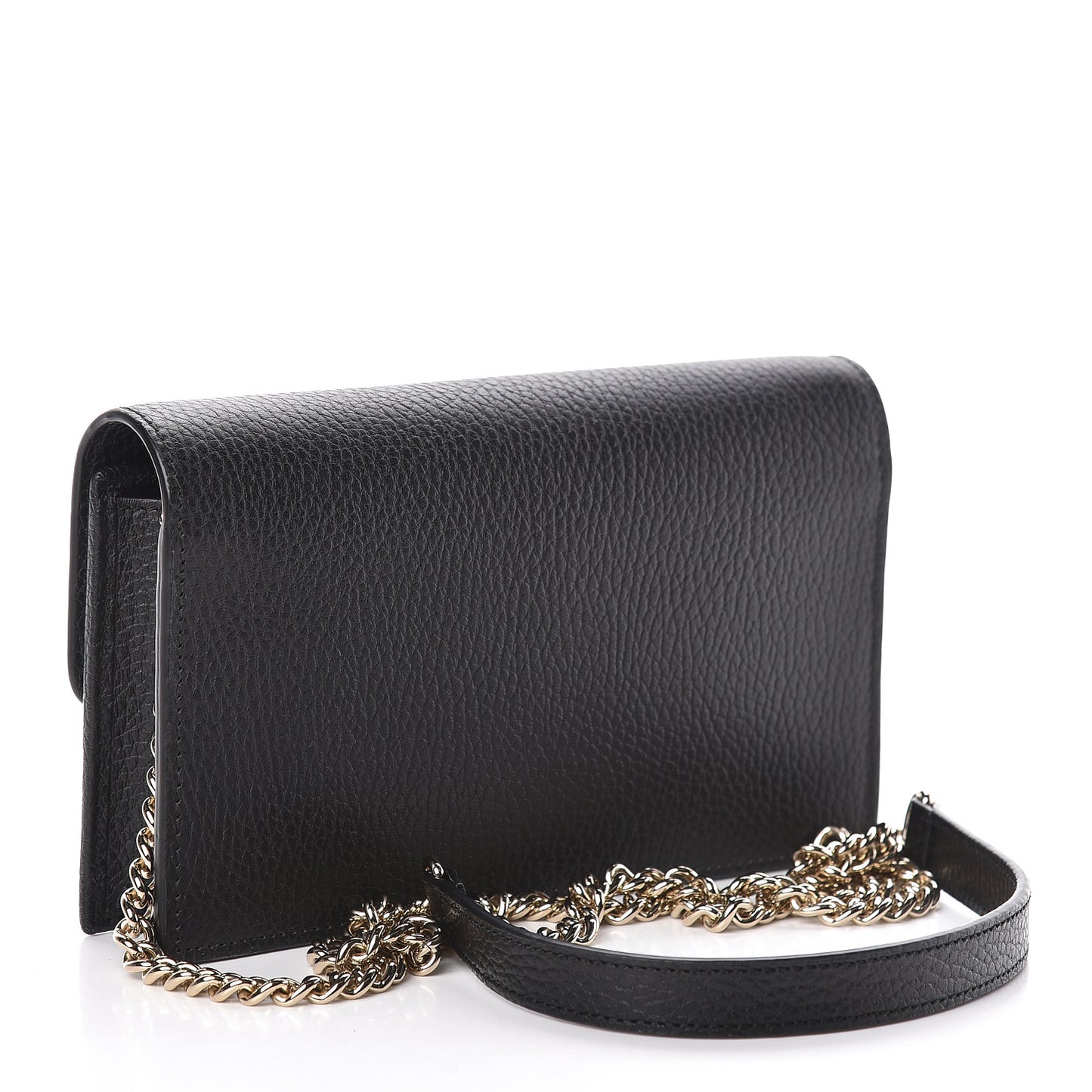 Dollar Calfskin Interlocking G Chain Wallet Black