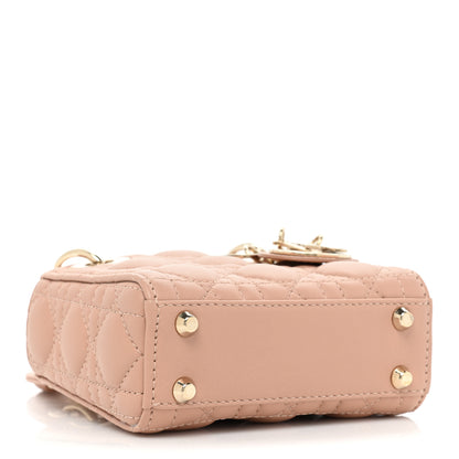 Christian Dior Lambskin Cannage Micro Lady Dior Rose Des Vents 4 of 10