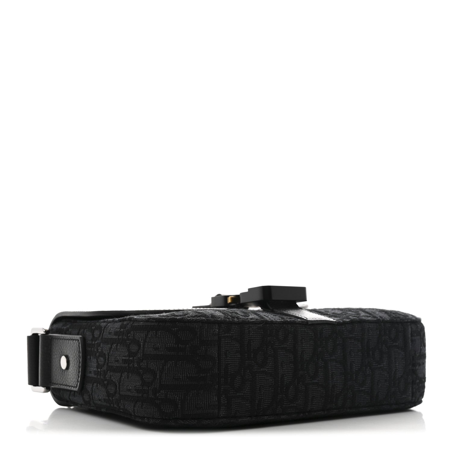 Christian Dior Oblique Jacquard Grained Calfskin Small Saddle Messenger Bag Black 4 of 10