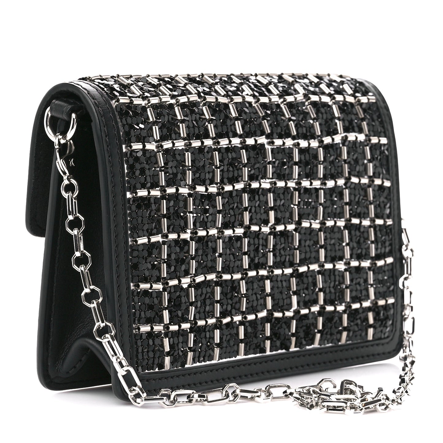 Tweed Sequin Dauphine Minaudiere Black