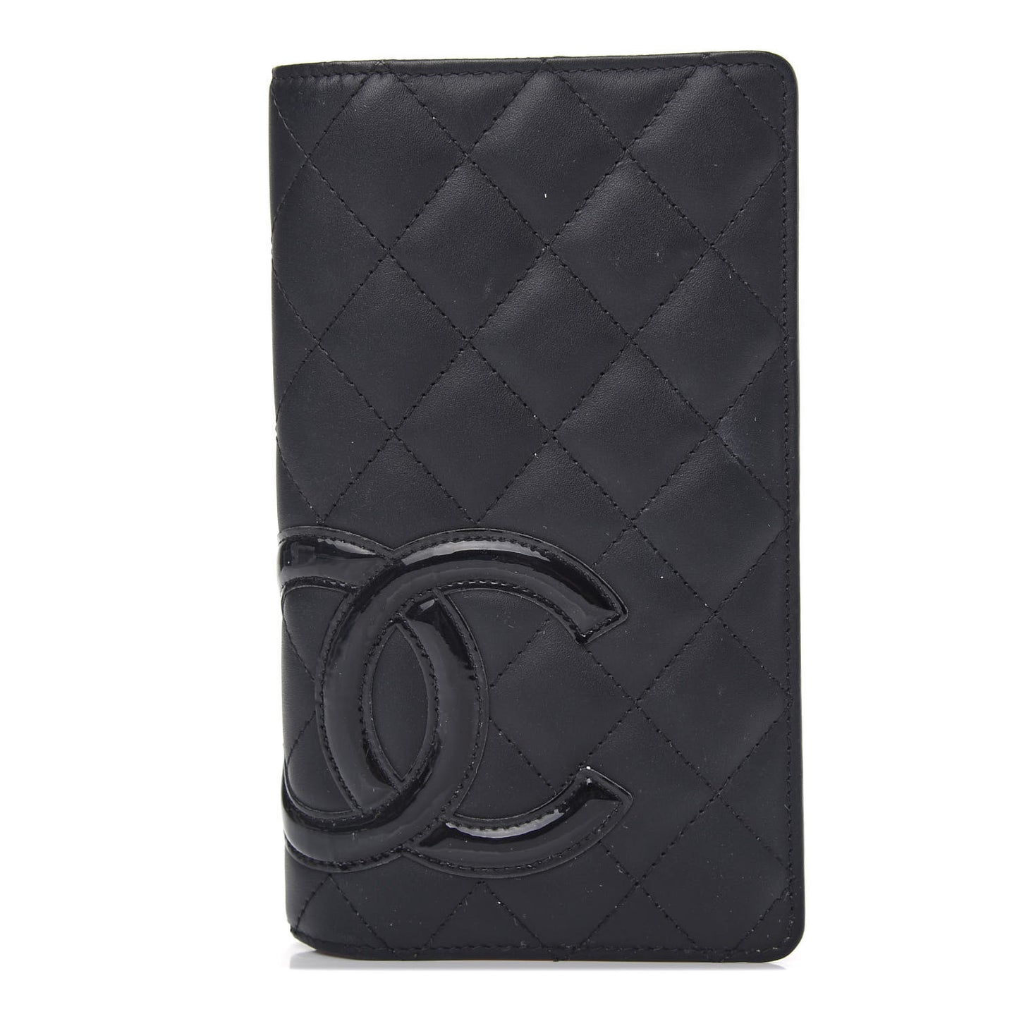Calfskin Quilted Cambon Yen Wallet Black