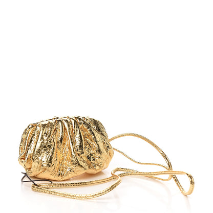 Bottega Veneta Metallic Crinkled Lambskin Coin Purse Oro 2 of 8