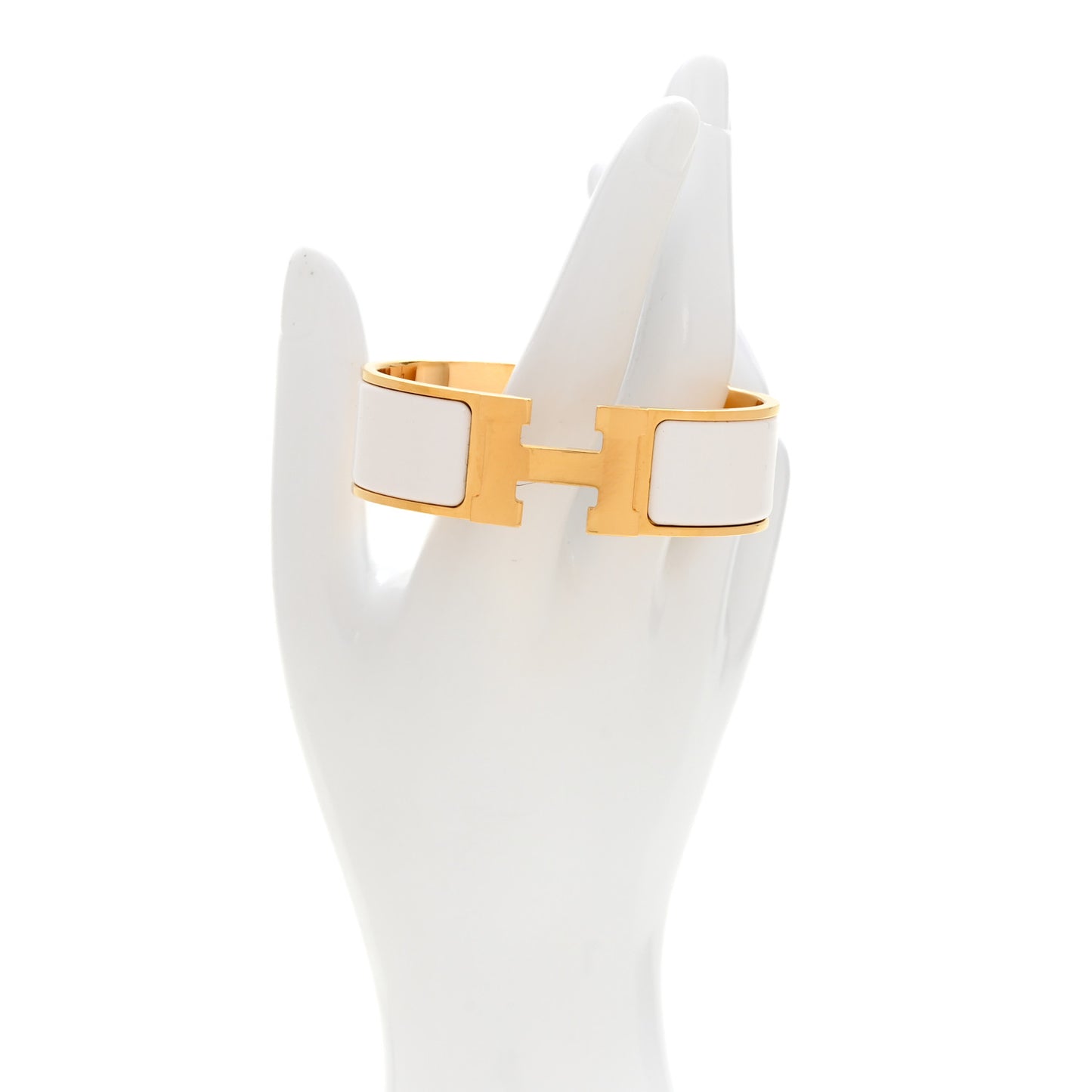 Enamel Wide Clic Clac H Bracelet GM White