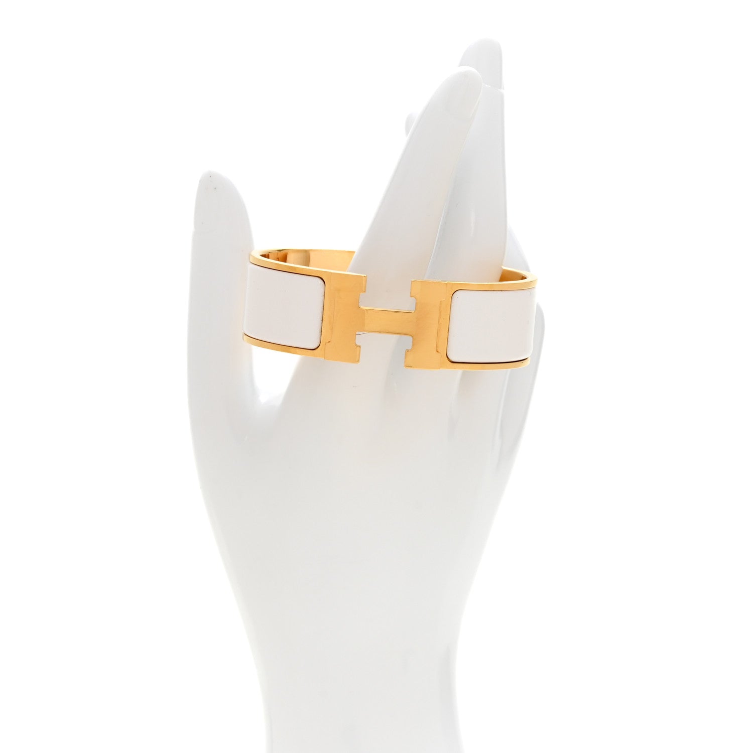 Hermes Enamel Wide Clic Clac H Bracelet GM White 2 of 5