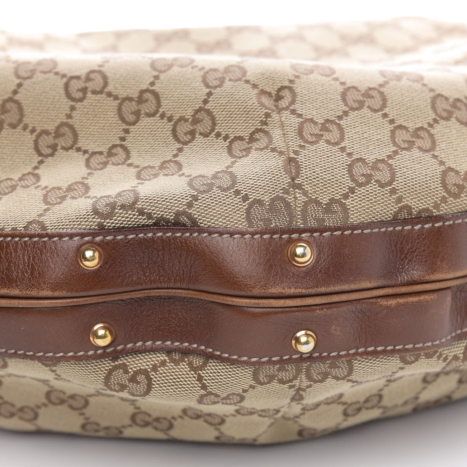 Gucci Monogram Large Biba Studded Hobo Brown 9 of 13